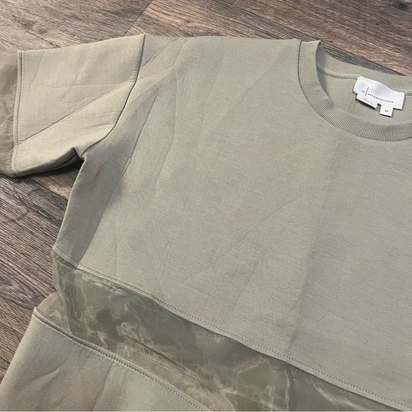 Anthropologie Mesh Paneled Sweatshirt Olive Green Casual Workout Gym Size XS - Picture 9 of 10